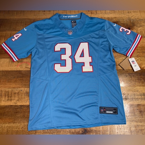 Houston Oilers Titans Earl Campbell Nike Football Jersey Luv ya Blue Mens Large